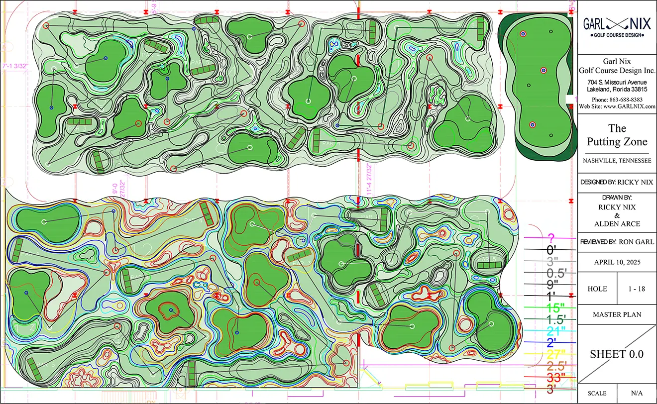 Garl-Nix rendering of The Putting Zone golf course showing elevation